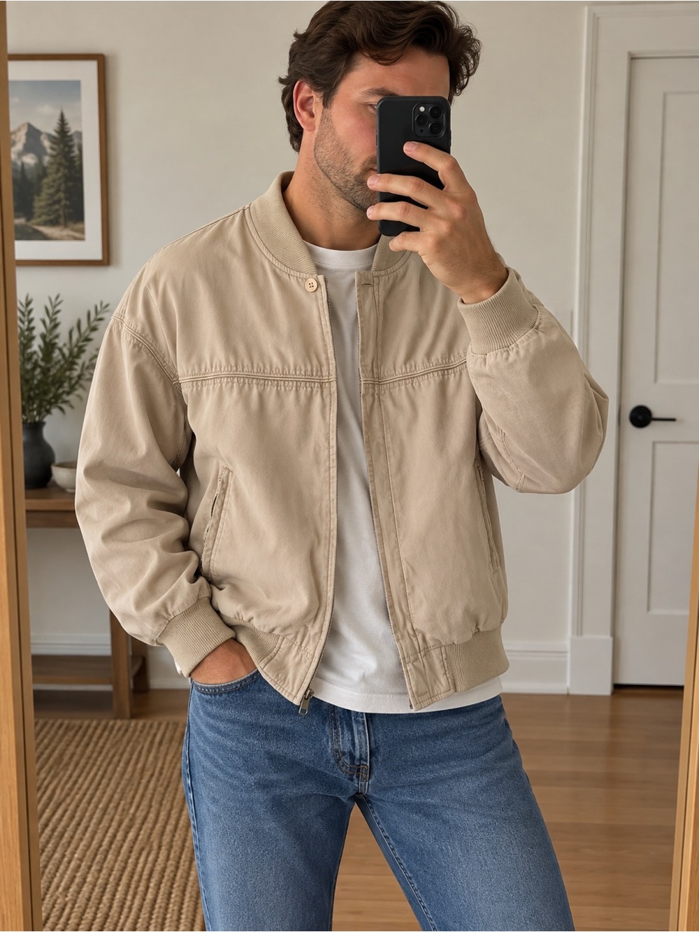 Towncraft Beige Bomber Jacket